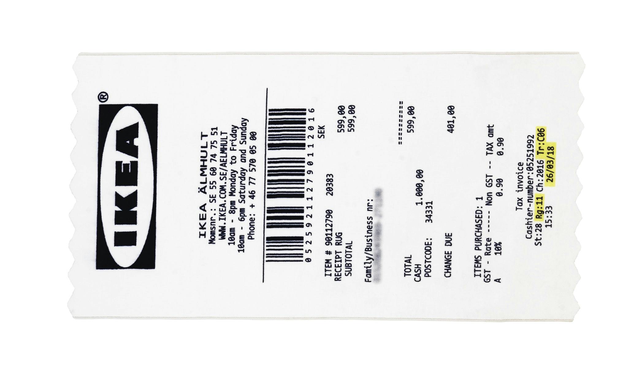 IKEA Virgil Abloh レシートラグ 送料無料！Virgil Abloh x IKEA MARKERAD レシート ラグ (Off